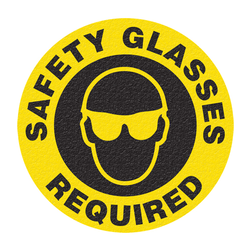 Panneau de signalisation au sol  Safety Glasses , Adh&eacute;sif, Anglais avec pictogramme St. Lawrence Industrial & Safety Supply