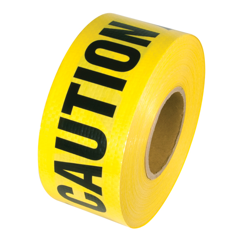 Ruban renforc&eacute; pour barricade, Anglais, 3" la x 500' lo, 5 mils, Noir sur jaune St. Lawrence Industrial & Safety Supply