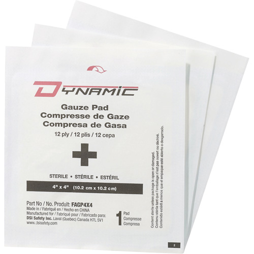 Dynamic Gauze, Pad, 4" L x 4" W, Sterile, Medical Device Class 1 St. Lawrence Industrial & Safety Supply