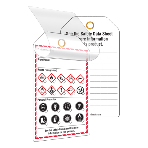 &eacute;tiquettes auto-plastifiantes pour le milieu de travail, Papier cartonn&eacute;, 3-3/8" la x 5-3/4" h, Anglais St. Lawrence Industrial & Safety Supply