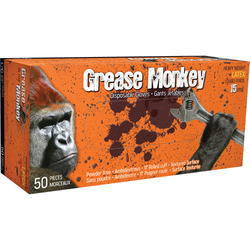 Gants Grease Monkey, Moyen, Latex, 15 mils, Sans poudre, Bleu St. Lawrence Industrial & Safety Supply