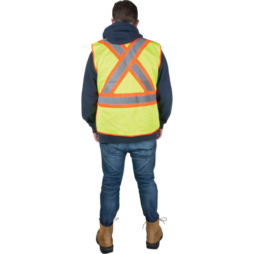 Veste d'arpenteur r&eacute;sistante aux flammes, Jaune lime haute visibilit&eacute;, Moyen, Polyester St. Lawrence Industrial & Safety Supply