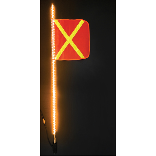Fanions DEL robustes Safety Whip, Fixation Attelage, Hauteur 5, Orange avec X r&eacute;fl&eacute;chissant St. Lawrence Industrial & Safety Supply