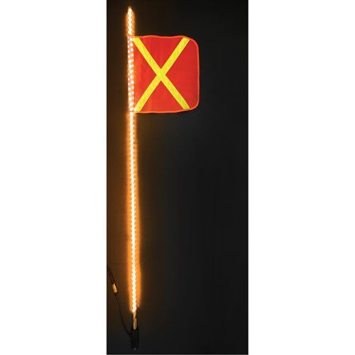 Fanions DEL robustes Safety Whip, Fixation Attelage, Hauteur 6, Orange avec X r&eacute;fl&eacute;chissant St. Lawrence Industrial & Safety Supply