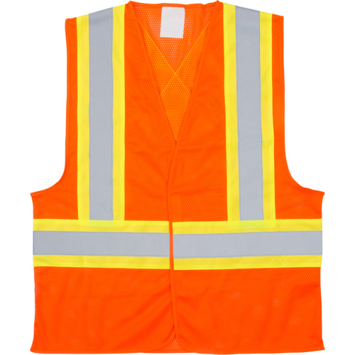 Traffic Safety Vest, High Visibility Orange, Medium, Polyester St. Lawrence Industrial & Safety Supply