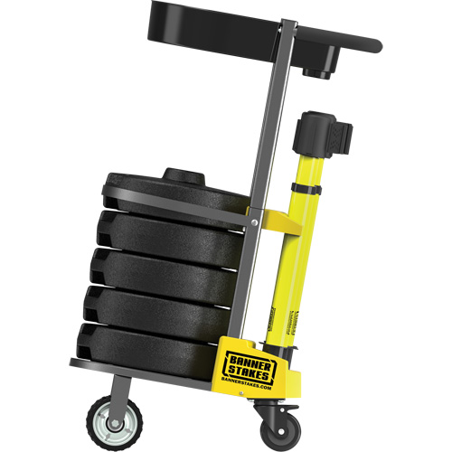 PLUS Barrier Post Cart Kit with Tray, 75' L, Metal, Yellow St. Lawrence Industrial & Safety Supply