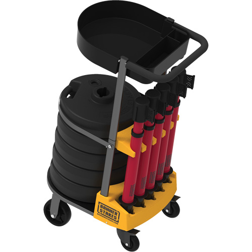 PLUS Barrier Post Cart Kit with Tray, 75' L, Metal, Red St. Lawrence Industrial & Safety Supply