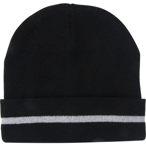 Bonnet en tricot avec bande r&eacute;fl&eacute;chissante argent&eacute;e, Taille unique, Noir St. Lawrence Industrial & Safety Supply