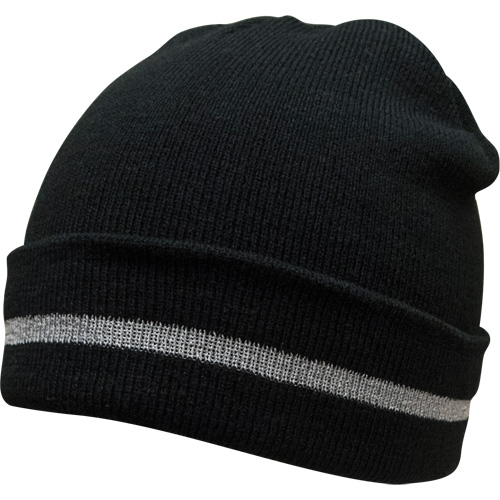 Bonnet en tricot avec bande r&eacute;fl&eacute;chissante argent&eacute;e, Taille unique, Noir St. Lawrence Industrial & Safety Supply