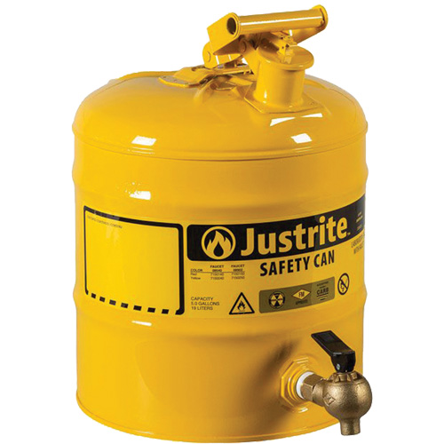 Bidon de s&eacute;curit&eacute; pour tablette, Type I, Acier, 5 gal. US, Jaune, Homologu&eacute; FM St. Lawrence Industrial & Safety Supply