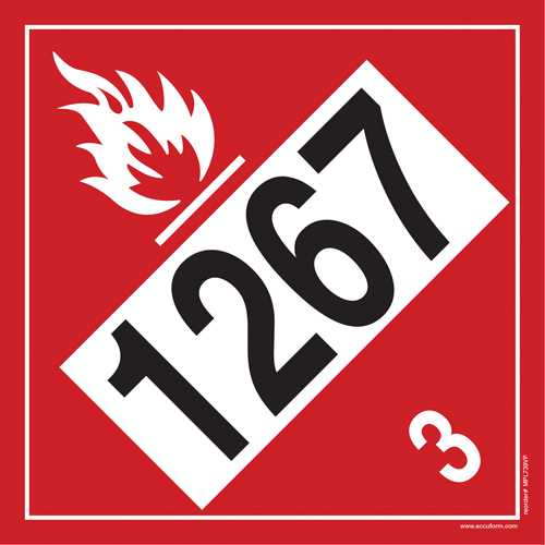 1267 Petroleum Crude Oil Flammable Liquid TDG Placard, Adhesive Vinyl St. Lawrence Industrial & Safety Supply