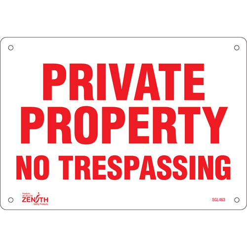Enseigne Private Property, 7" x 10", Aluminium, Anglais St. Lawrence Industrial & Safety Supply