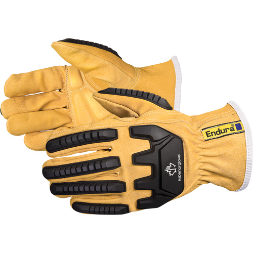 Gants de conducteur antichocs Endura, Petit, Paume en Cuir fleur de ch&egrave;vre St. Lawrence Industrial & Safety Supply