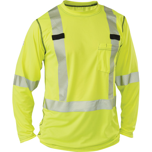 Polartec&reg; Power Grid&reg; High-Visibility Long Sleeve T-Shirt, Polyester, 2X-Large, High Visibility Lime-Yellow St. Lawrence Industrial & Safety Supply