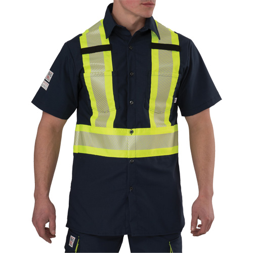 Ripstop High Visibility Short Sleeved Shirt, Polyester, Medium (Tall), Navy Blue St. Lawrence Industrial & Safety Supply