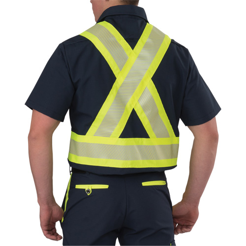 Ripstop High Visibility Short Sleeved Shirt, Polyester, Medium (Tall), Navy Blue St. Lawrence Industrial & Safety Supply