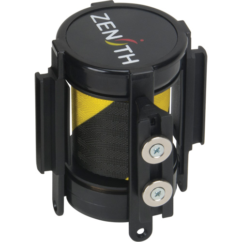 Cassette de ruban magn&eacute;tique pour barri&egrave;re de contr&ocirc;le des foules personnalis&eacute;e, 7', Ruban Noir et jaune St. Lawrence Industrial & Safety Supply