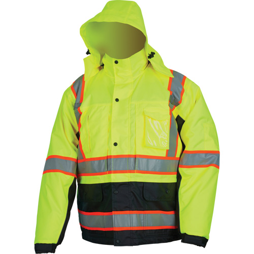 Insulated High Visibility Jacket, Polyester/Polyurethane, High Visibility Lime-Yellow, Small St. Lawrence Industrial & Safety Supply