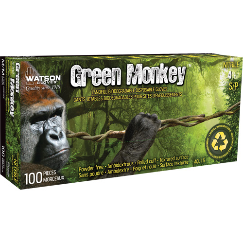 5559PF Green Monkey Gloves, Small, Nitrile, 4-mil, Powder-Free, Green St. Lawrence Industrial & Safety Supply