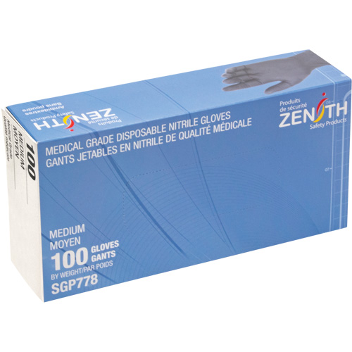 Puncture-Resistant Medical-Grade Disposable Gloves, Medium, Nitrile, 5-mil, Powder-Free, Black, Class 2 St. Lawrence Industrial & Safety Supply
