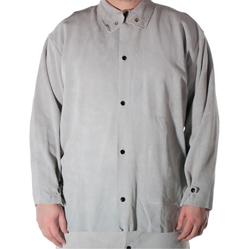 Veste de soudage en cuir de vache refendu, Cuir, Petit, Gris St. Lawrence Industrial & Safety Supply