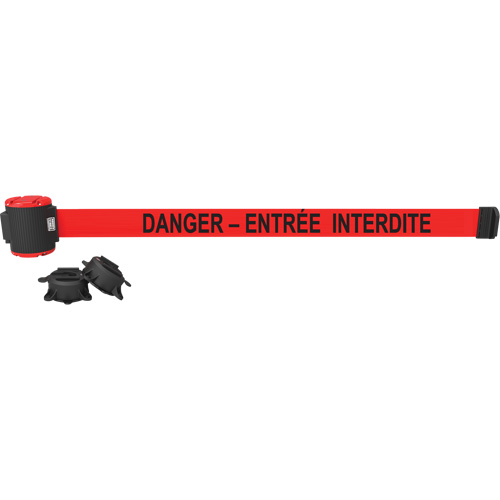 Wall Mount Barrier, Plastic, Magnetic Mount, 30', Red Tape St. Lawrence Industrial & Safety Supply