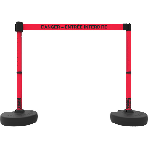 Plus Barrier Post Set, Plastic, 42" H, Red Tape, 15' Tape Length St. Lawrence Industrial & Safety Supply
