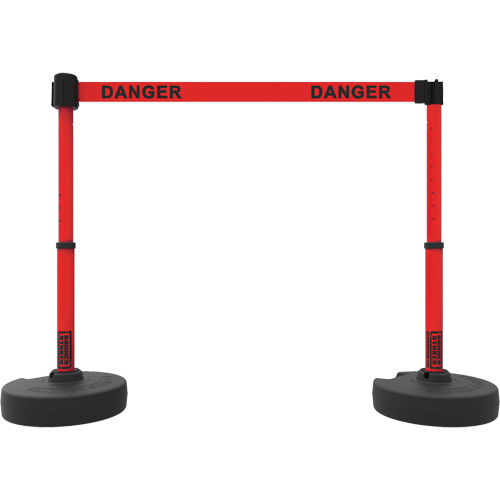Plus Barrier Post Set, Plastic, 42" H, Red Tape, 15' Tape Length St. Lawrence Industrial & Safety Supply