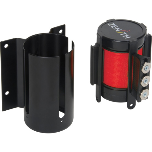 Wall Mount Barrier with Magnetic Tape, Steel, Screw Mount, 12', Red Tape St. Lawrence Industrial & Safety Supply