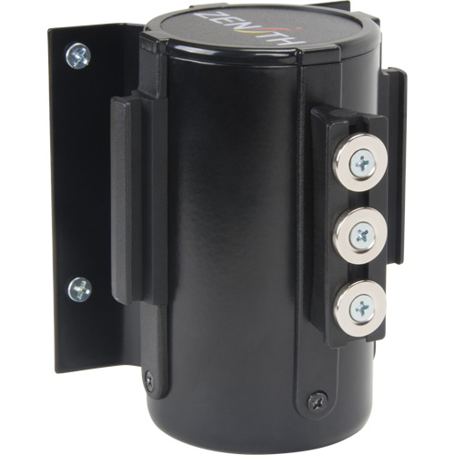 Barri&egrave;re &agrave; fixation murale avec ruban magn&eacute;tique, Acier, Fixation par vis, 12', Ruban Noir St. Lawrence Industrial & Safety Supply