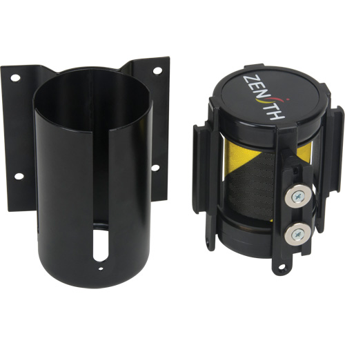 Wall Mount Barrier with Magnetic Tape, Steel, Screw Mount, 7', Black and Yellow Tape St. Lawrence Industrial & Safety Supply
