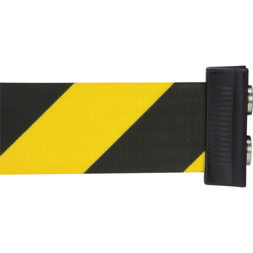 Wall Mount Barrier with Magnetic Tape, Steel, Screw Mount, 7', Black and Yellow Tape St. Lawrence Industrial & Safety Supply