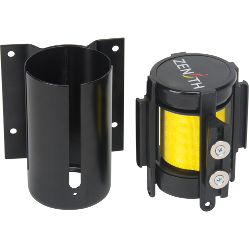 Wall Mount Barrier with Magnetic Tape, Steel, Screw Mount, 7', Yellow Tape St. Lawrence Industrial & Safety Supply