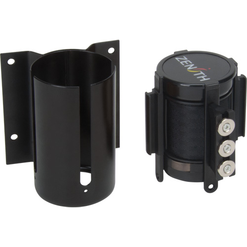 Barri&egrave;re &agrave; fixation murale avec ruban magn&eacute;tique, Acier, Fixation par vis, 12', Ruban Noir St. Lawrence Industrial & Safety Supply