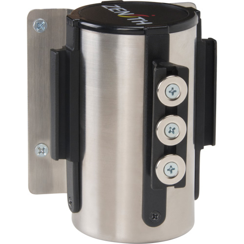 Barri&egrave;re &agrave; fixation murale avec ruban magn&eacute;tique, Acier, Fixation par vis, 12', Ruban Noir St. Lawrence Industrial & Safety Supply