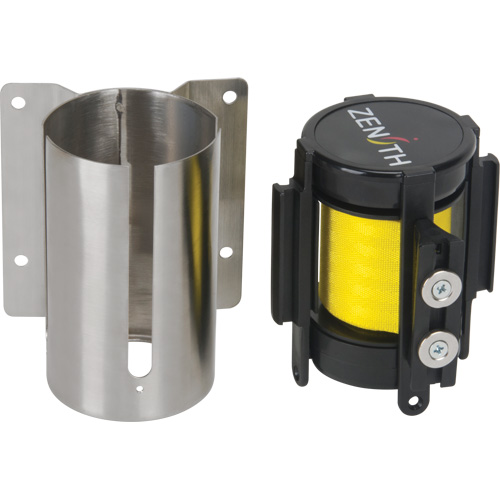 Wall Mount Barrier with Magnetic Tape, Steel, Screw Mount, 7', Yellow Tape St. Lawrence Industrial & Safety Supply