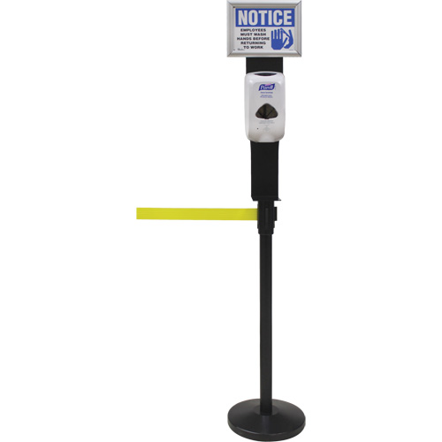 Porte-distributeur/enseigne pour poteaux de barri&egrave;re pour le contr&ocirc;le des foules, Noir St. Lawrence Industrial & Safety Supply