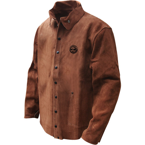 Veste de soudage en cuir fleur de vache refendu Gander Brand, Cuir, 4T-Grand, Brun St. Lawrence Industrial & Safety Supply