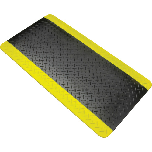 Tapis antifatigue, Losange, 1-2/3' x 3-1/4' x 3/4", Noir/Jaune, Polyur&eacute;thane St. Lawrence Industrial & Safety Supply