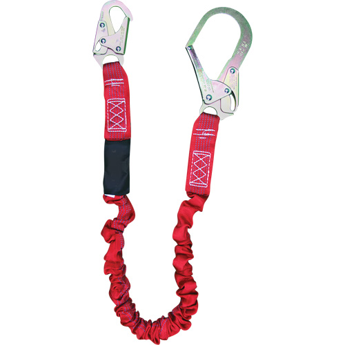 ShockSorb Internal Shock Lanyard, 6', Rebar Hook Center, Snap Hook Leg Ends, Polyester St. Lawrence Industrial & Safety Supply
