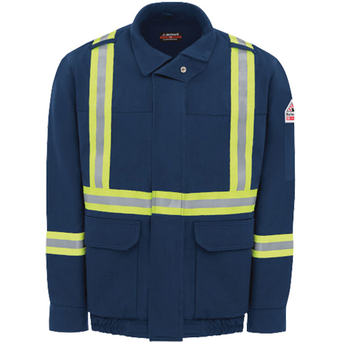 Blouson aviateur doubl&eacute; pour hommes avec garniture r&eacute;fl&eacute;chissante, Petit, Bleu marin, 29 cal/cm² St. Lawrence Industrial & Safety Supply