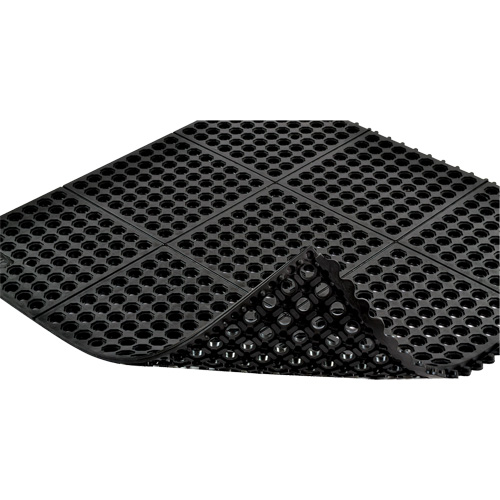 Tapis antifatigue &agrave; imbrication Cushion-Ease 550, &agrave; fentes, 3' x 3' x 3/4", Noir, Caoutchouc St. Lawrence Industrial & Safety Supply