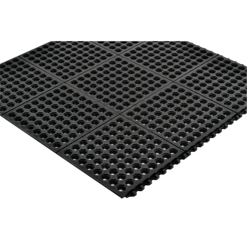 Tapis antifatigue &agrave; imbrication Cushion-Ease 550, &agrave; fentes, 3' x 3' x 3/4", Noir, Caoutchouc St. Lawrence Industrial & Safety Supply