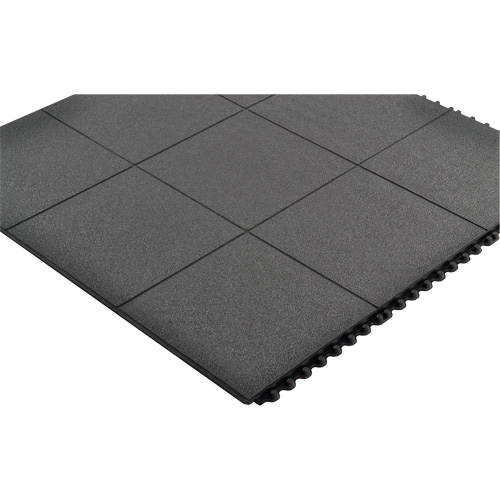 Tapis antifatigue &agrave; imbrication Cushion-Ease, Rugueux, 3' x 3' x 3/4", Noir, Caoutchouc naturel St. Lawrence Industrial & Safety Supply