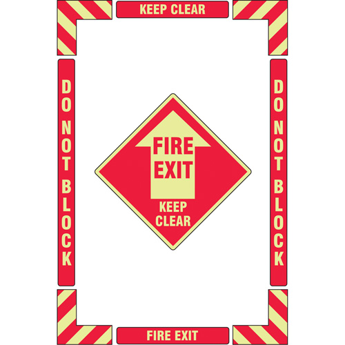 Trousse de marquage du sol ?Fire Exit? (sortie de secours), Adh&eacute;sif, Anglais avec pictogramme St. Lawrence Industrial & Safety Supply