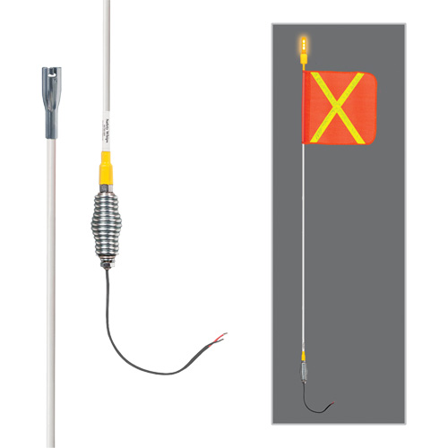 Safety Whip&reg; All-Weather Super-Duty Warning Whips with Constant LED Light, Spring Mount, 5' High, Orange with Reflective St. Lawrence Industrial & Safety Supply