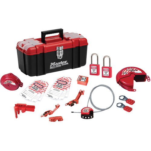Trousse de cadenassage avec serrures en thermoplastique Zenex, Ensemble &eacute;lectrique/Vanne, 19 composants compris St. Lawrence Industrial & Safety Supply