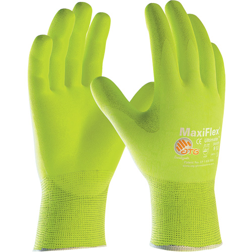 Gants sans coutures haute visibilit&eacute; ATG MaxiFlex Ultimate, Grand, R&ecirc;vetement Nitrile, Calibre 15, Enveloppe en Nylon/&eacute;lasthanne St. Lawrence Industrial & Safety Supply