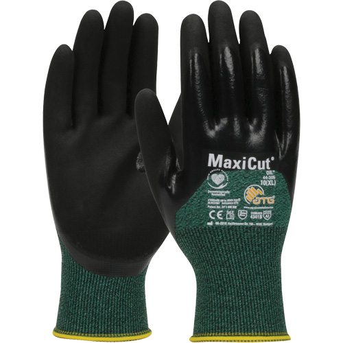 Gants r&eacute;sistants aux coupures dans un milieu de travail huileux ATG MaxiCut, Taille Grand, Calibre 15, Rev&ecirc;tement Nitrile, Enveloppe en Fil technique, ASTM ANSI niveau A2/EN 388 niveau 3/EN 388 niveau B St. Lawrence Industrial & Safety Supply