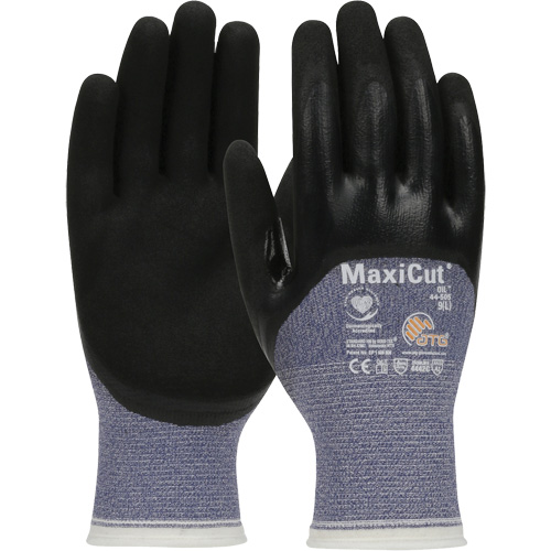 Gants r&eacute;sistants aux coupures dans un milieu de travail huileux ATG MaxiCut, Taille Grand, Calibre 15, Rev&ecirc;tement Nitrile, Enveloppe en Fil technique, ASTM ANSI niveau A3/EN 388 niveau 4/EN 388 niveau C St. Lawrence Industrial & Safety Supply